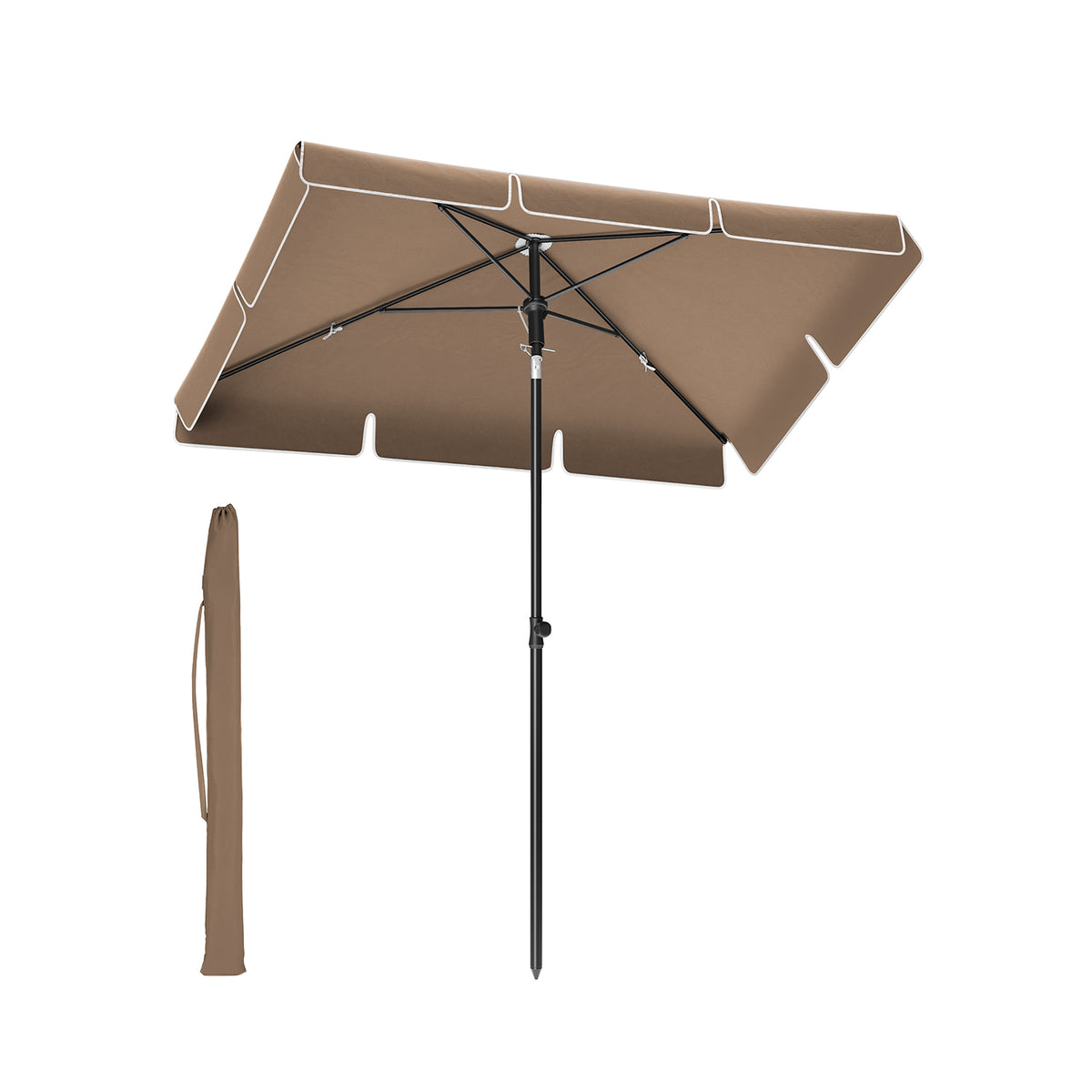 SONGMICS GPU25BR Rectangular Parasol Taupe 200 x 125 cm 6