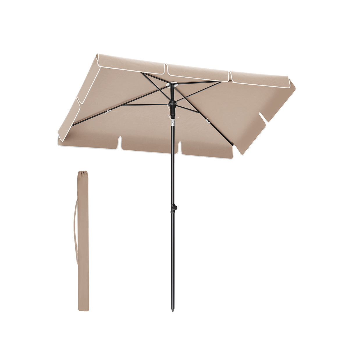 SONGMICS GPU25BR Rectangular Parasol Taupe 200 x 125 cm 5