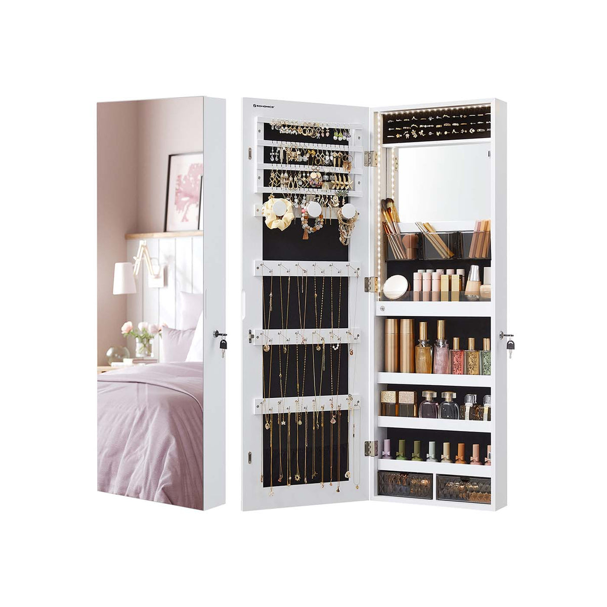 SONGMICS Armoire à bijoux murale avec lumière LED | SONGMICS HOME