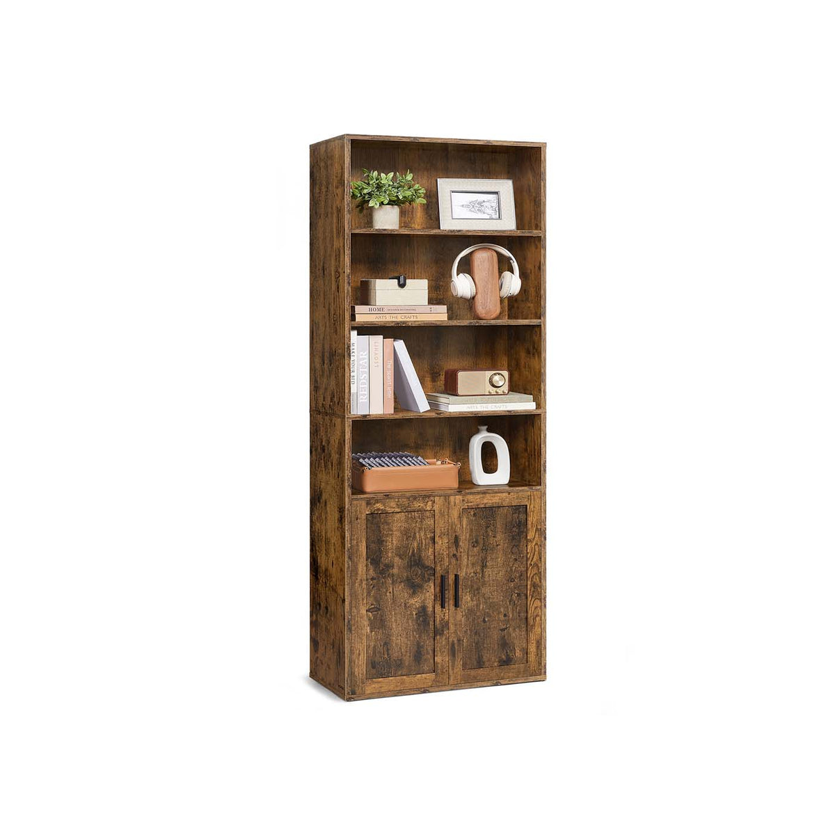 VASAGLE Custos Collection - Bibliothèque haute avec porte et étagères ouvertes