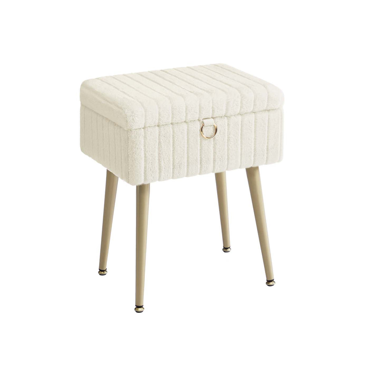 Tabouret De Coiffeuse Avec Rangement SONGMICS – Velours Doux, Pieds Réglables, Compartiment 10,3 L – Rose Bonbon, 40x30x50 Cm, Charge 200 Kg - 8
