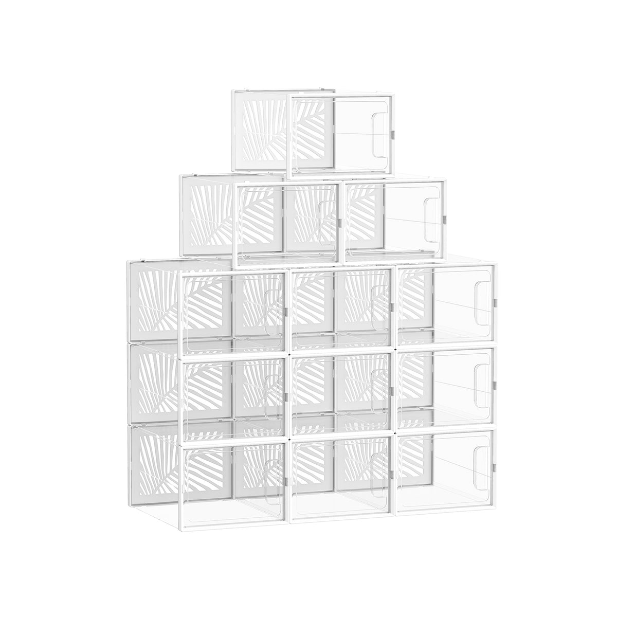 Organisateur Chaussures Double étage - Lot De 10, Transparent, Réglable, Gain De Place 50%