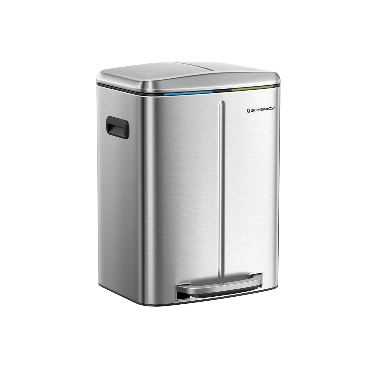 Poubelle Double Cuisine 2x20 Litres - Tri Sélectif Avec 2 Compartiments - Couvercle Anti-odeurs - Design Compact Gris Clair/noir