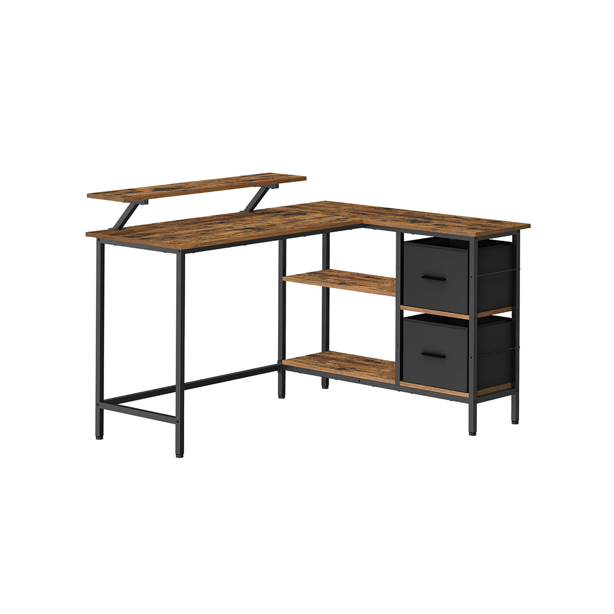 VASAGLE Bureau en L avec Multiprise, Bureau d'Angle, Bureau Informatique avec Rehausseur d'Écran, Bureau Gaming LED, 2 Tiroirs, 2 Ports USB, Facile à Monter, pour Bureau, Marron Rustique LWD095K01 VASAGLE Bureau en L avec Multiprise, Bureau d'Angle, Bureau Informatique avec Rehausseur d'Écran, Bureau Gaming LED, 2 Tiroirs, 2 Ports USB, Facile à Monter, pour Bureau, Marron Rustique LWD095K01