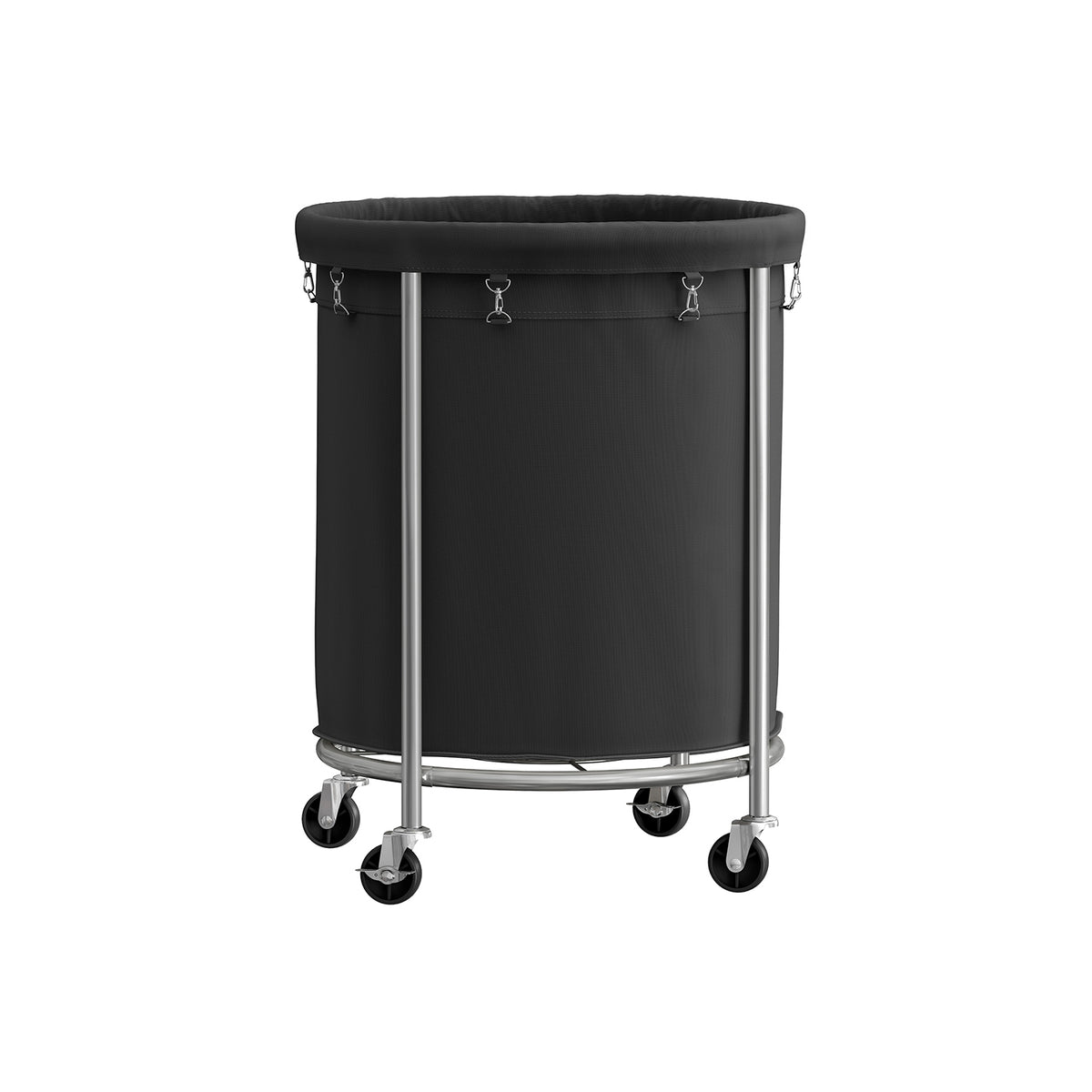 SONGMICS Panier à Linge 170L 3 Compartiments Avec Roulettes - Noir D'Encre - Sac Amovible Et Étiquettes