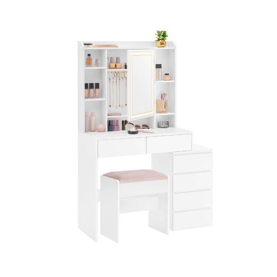 Coiffeuse avec LED miroir tiroirs 3 luminosités réglables blanc nuage