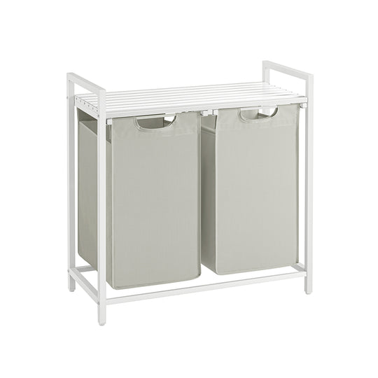 Panier à linge 2 x 46L avec étagère blanc