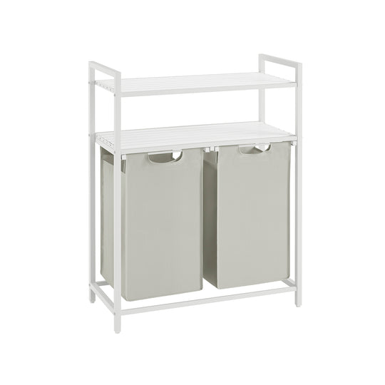 Panier à linge 2 x 46L avec 2 étagères blanc