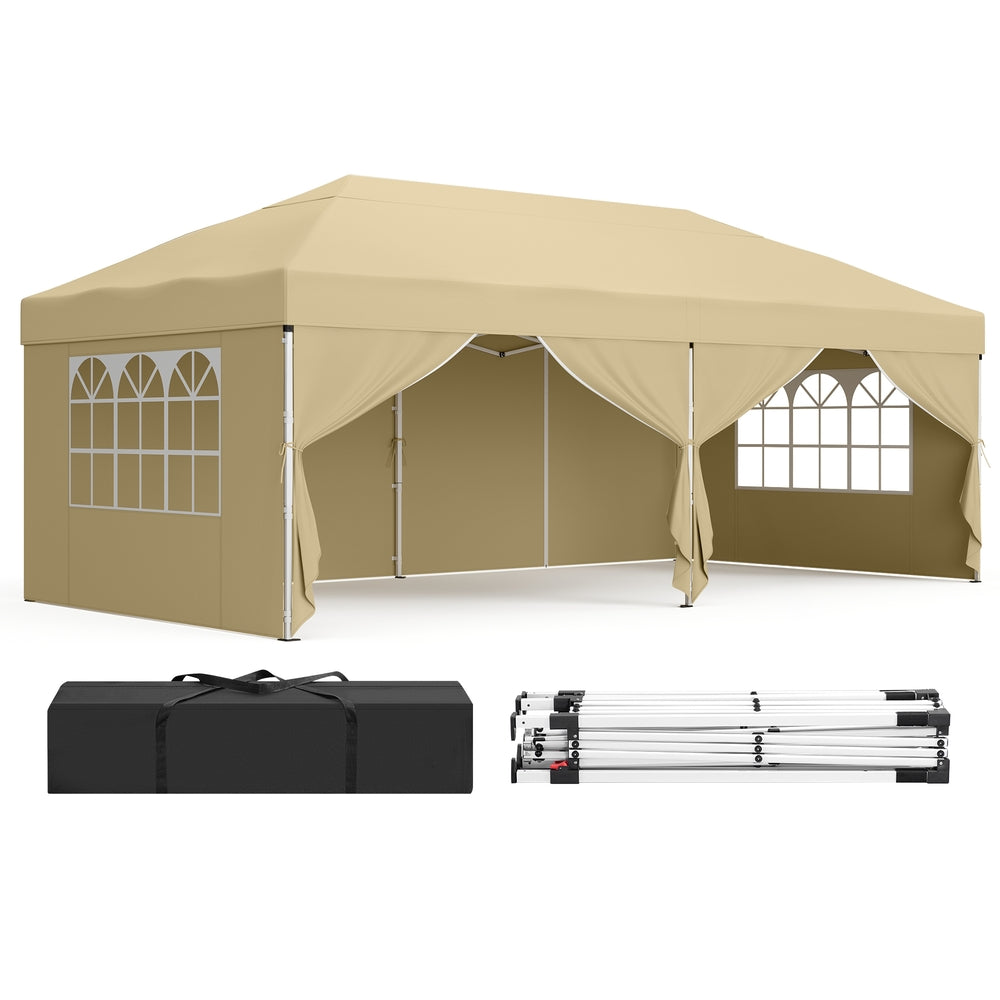 Tonnelle chapiteau pliable parois latérales 6 x 3 beige