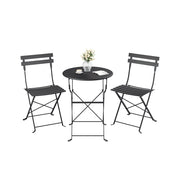 Table jardin extérieure pliable 3 pièces 2 chaises noir