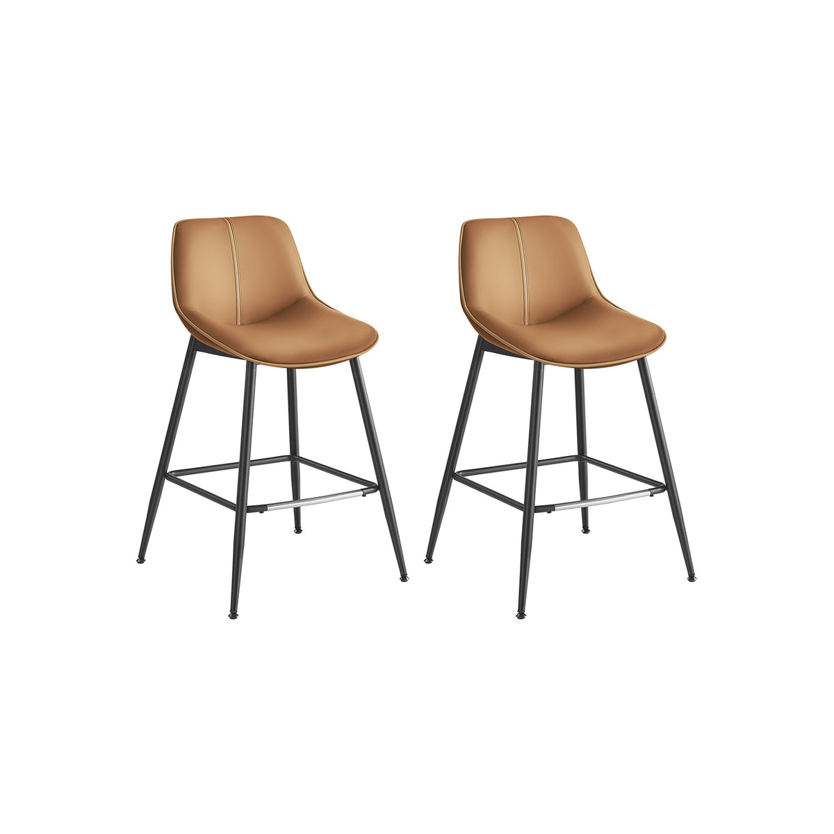 2 Tabourets de bar avec pieds réglables marron chameau