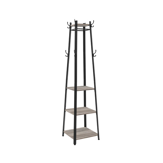 Portant à vêtements avec étagère à 3 niveaux grège et noir