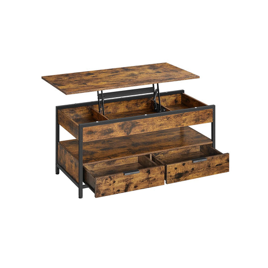 Table basse avec plateau relevable marron rustique