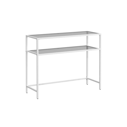 Table console blanc perle et gris ardoise