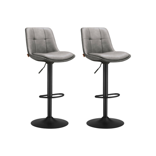 2 Tabourets de bar hauteur réglable gris tourterelle