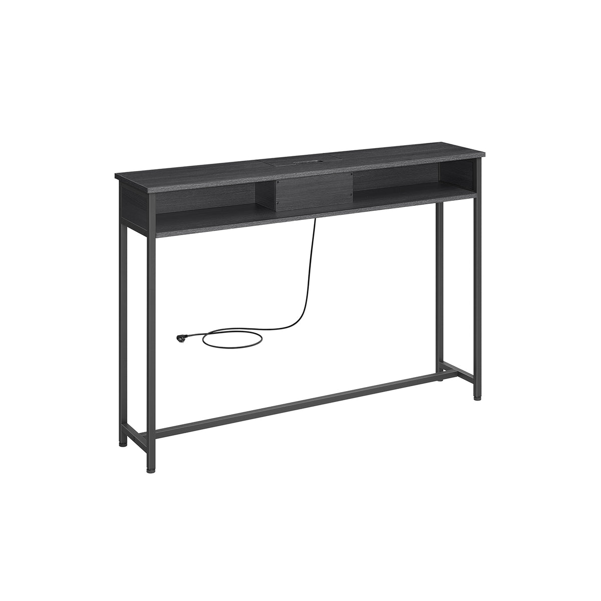 Table console fine noir boisé