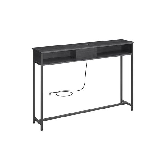 Table console fine noir boisé