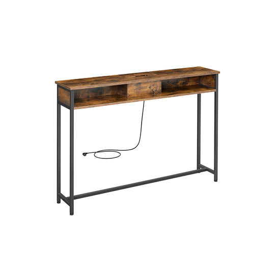 Table console fine marron rustique