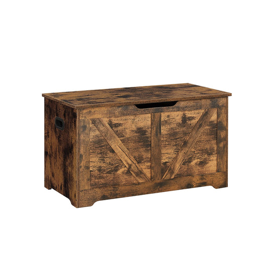 Coffre de rangement avec 2 charnières de sécurité marron rustique