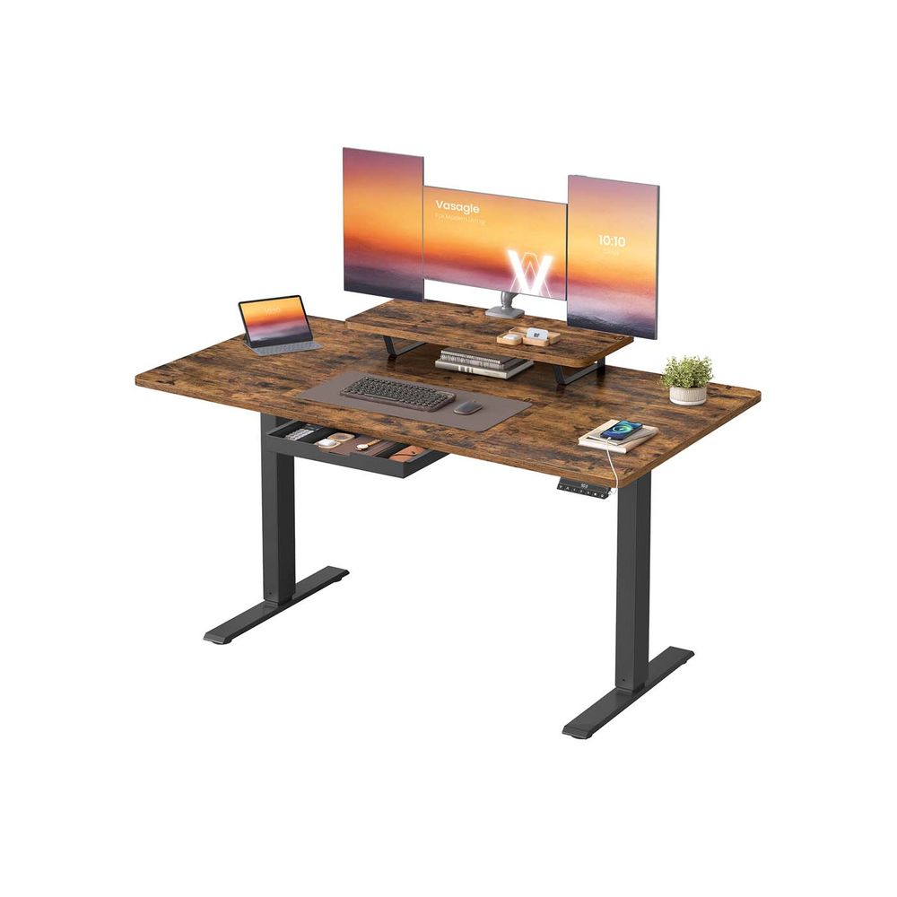 Bureau électrique réglable avec tiroir support écran et port USB