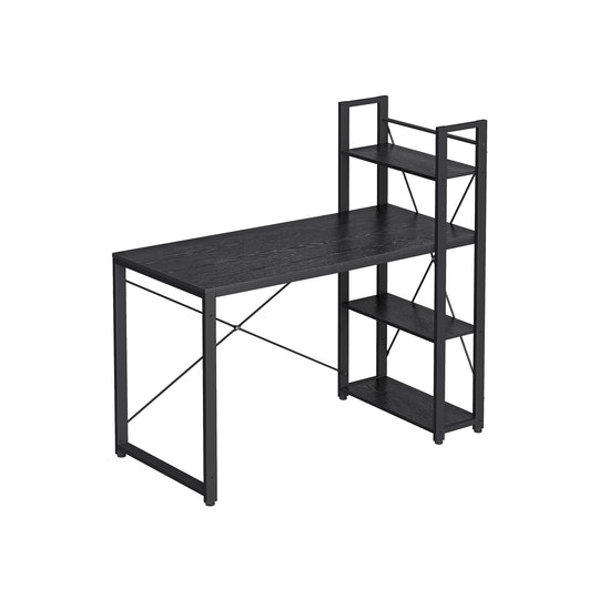 Bureau avec étagères noir boisé