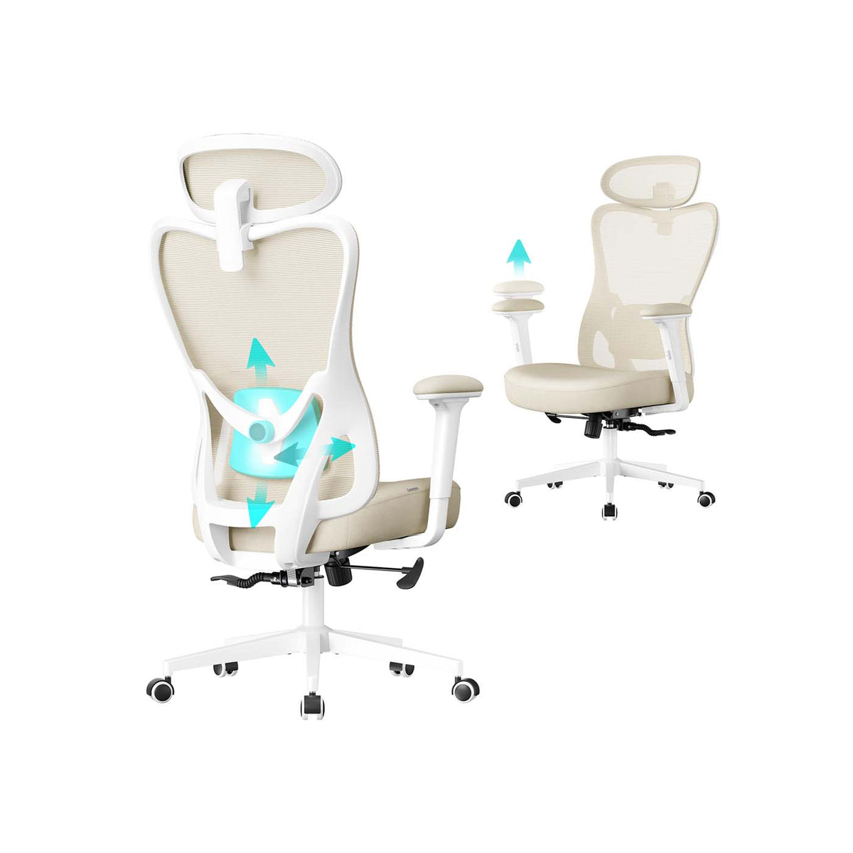 Fauteuil de bureau ergonomique avec appui-tête et soutien lombaire