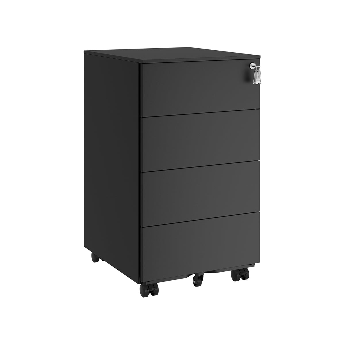Caisson de bureau mobile avec 4 tiroirs noir d'encre