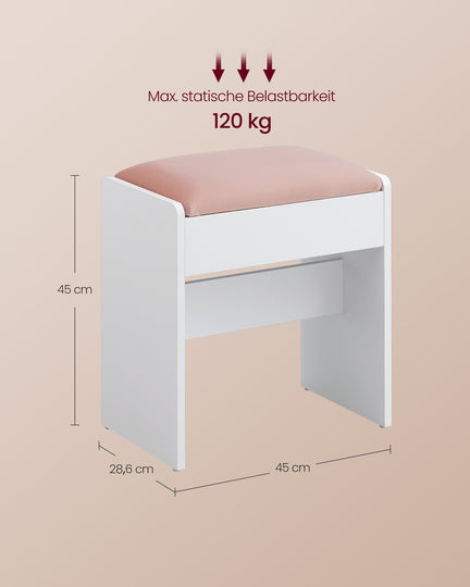 Coiffeuse avec Miroir et Tabouret, Éclairage LED à 3 Niveaux de Luminosité