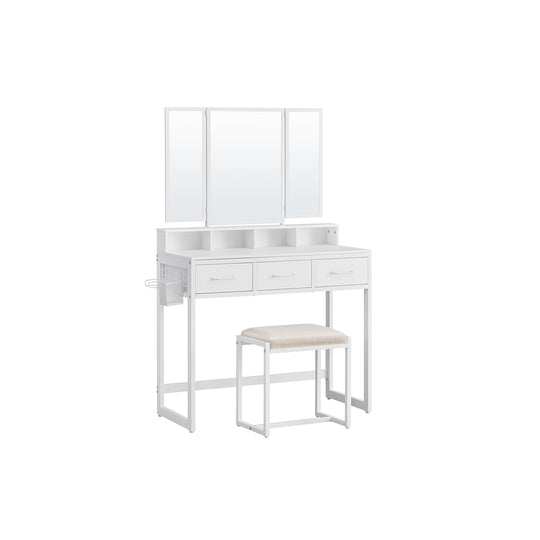 Coiffeuse miroir tiroirs blanc