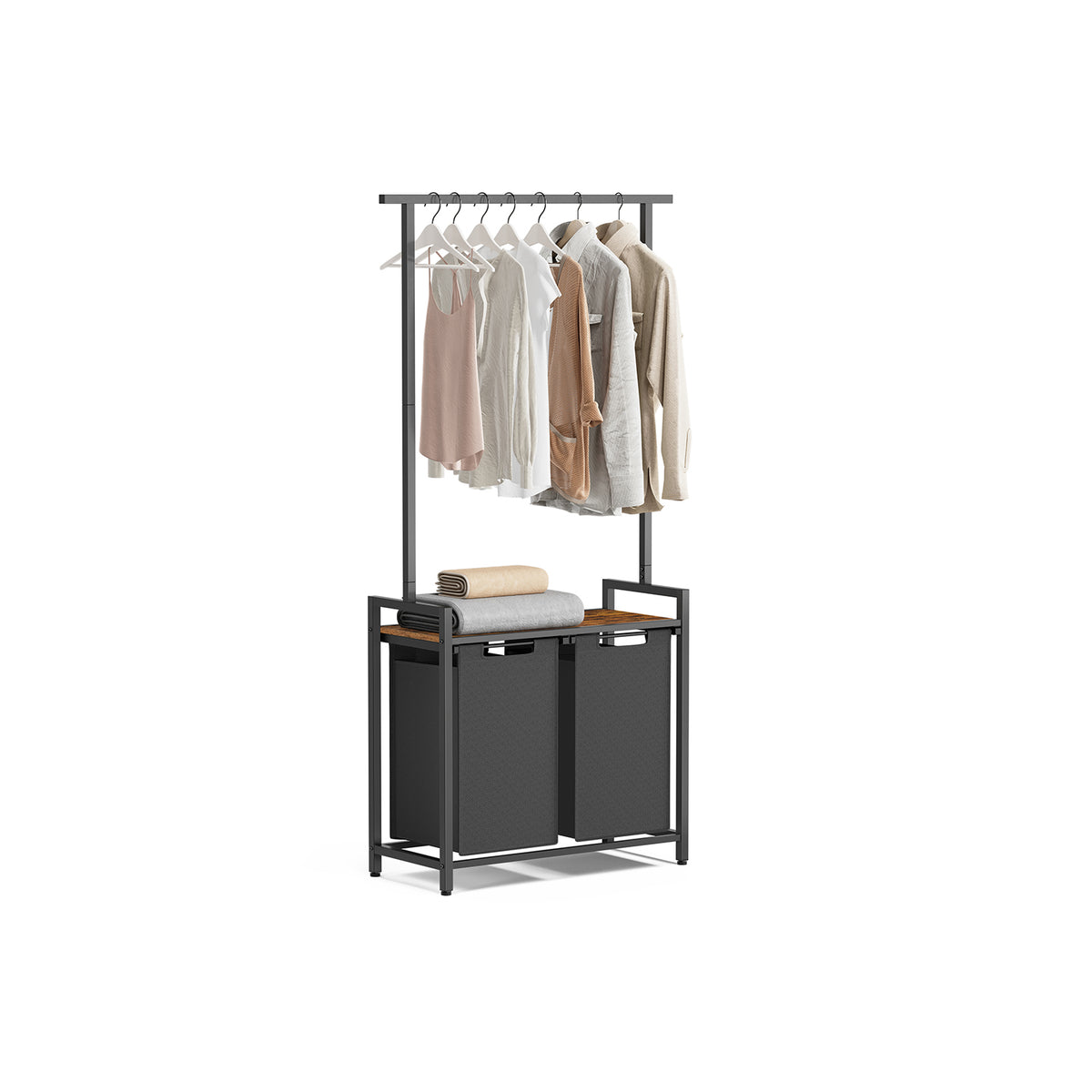 Panier à linge double 2 x 46L avec barre de suspension