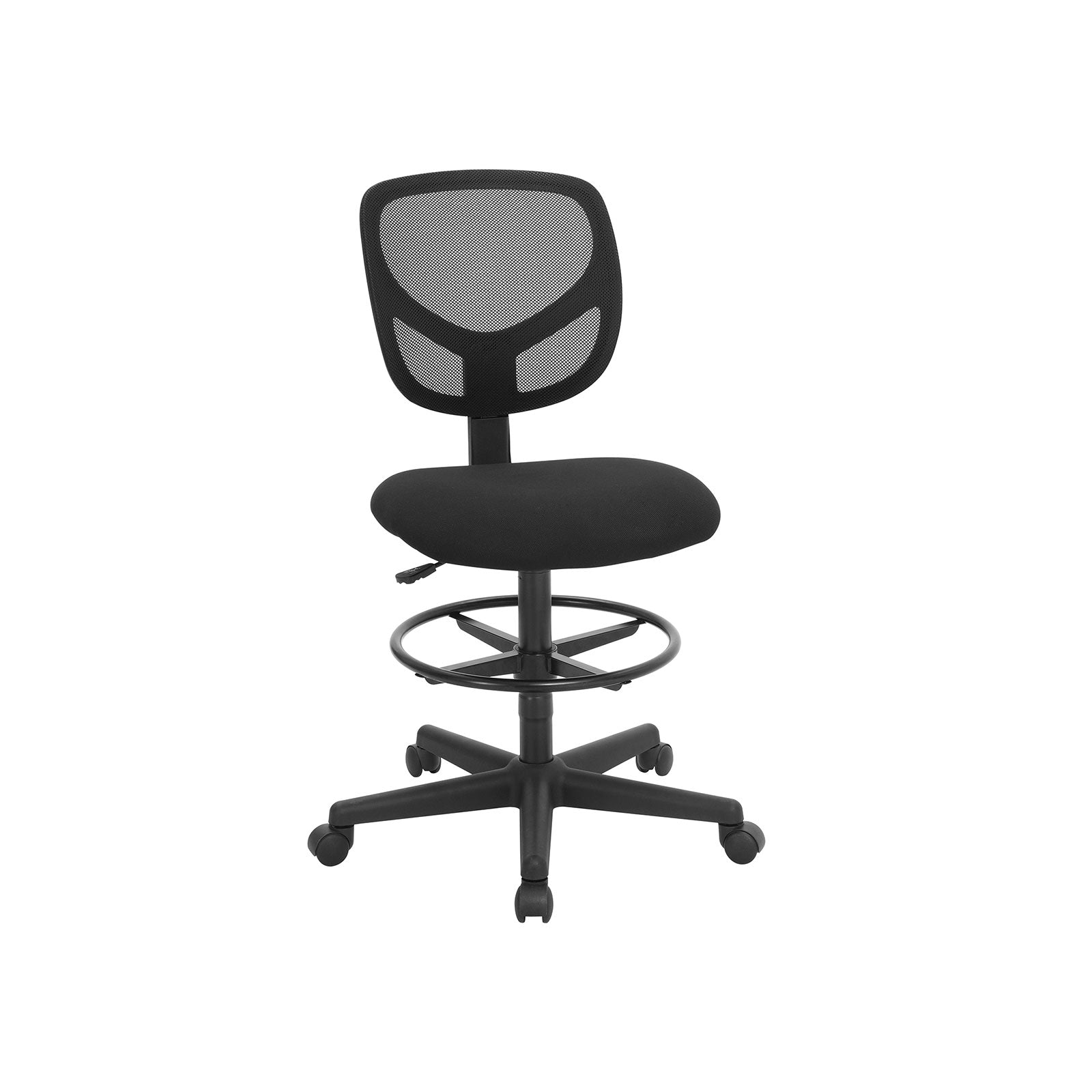 Tabouret avec repose-pieds circulaire hauteur réglable siège ergonomique  rotatif fauteuil de bureau sans accoudoirs revêtement de l'assise en tissu  charge maximale 120 kg noir 12_0000390