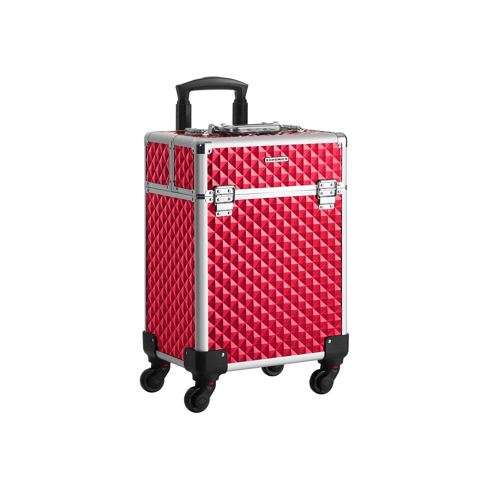 SONGMICS Valise de Maquillage Professionnel, Mallette Cosmétique, avec 2  Tiroirs, Grand, 34 x 24 x 56 cm, Roulettes Pivotantes à 360°, pour Voyages,  Manucure, Maquilleur, Coiffure, Rouge JHZ08RD Valise de Maquillage ABS