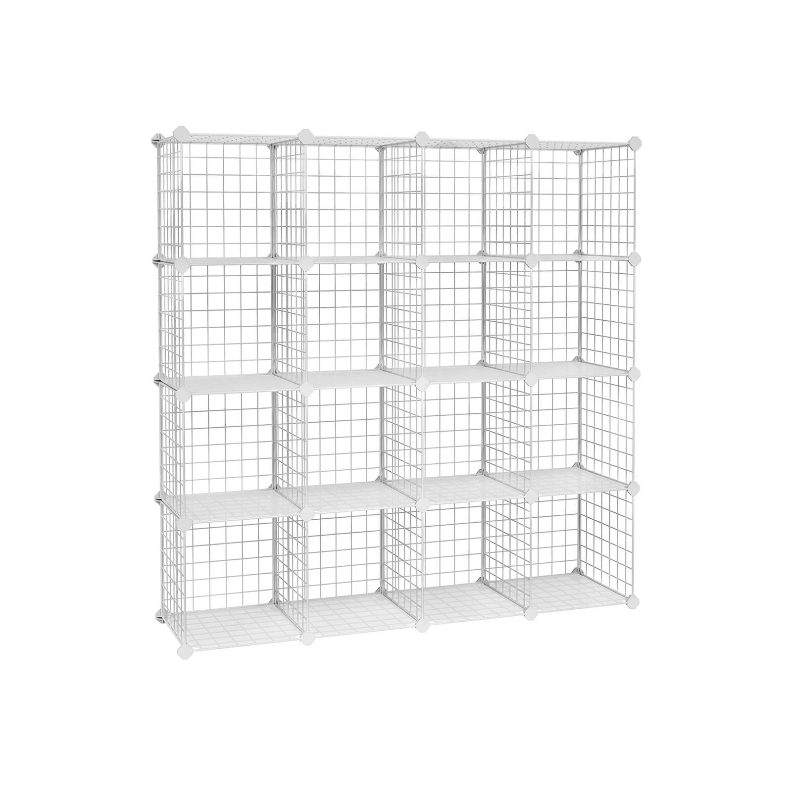 Meuble Rangement Enfant 16 Cubes, Armoire Modulable Avec Portes, 123 X 31 X  123 Cm, Blanc